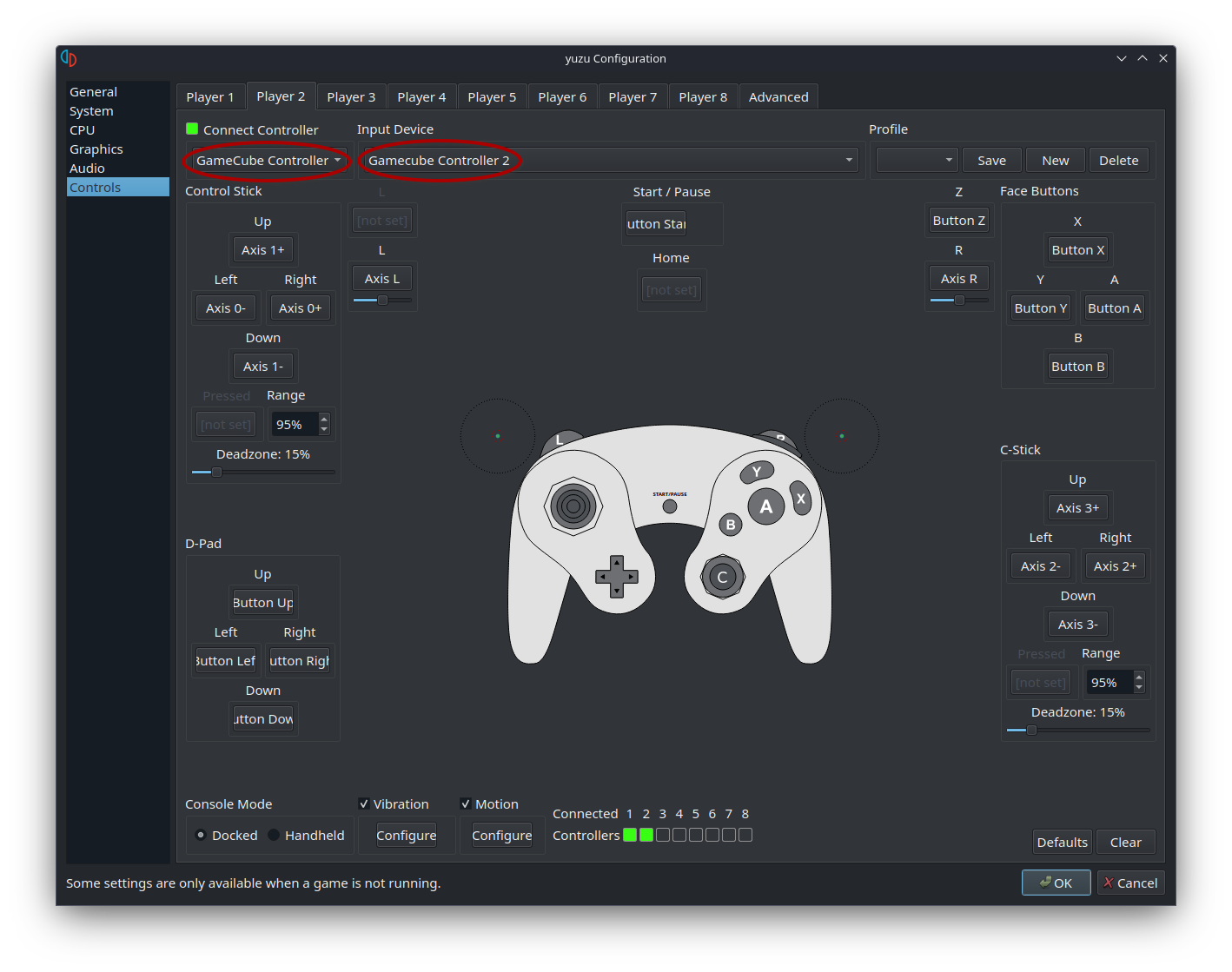 Yuzu controls settings