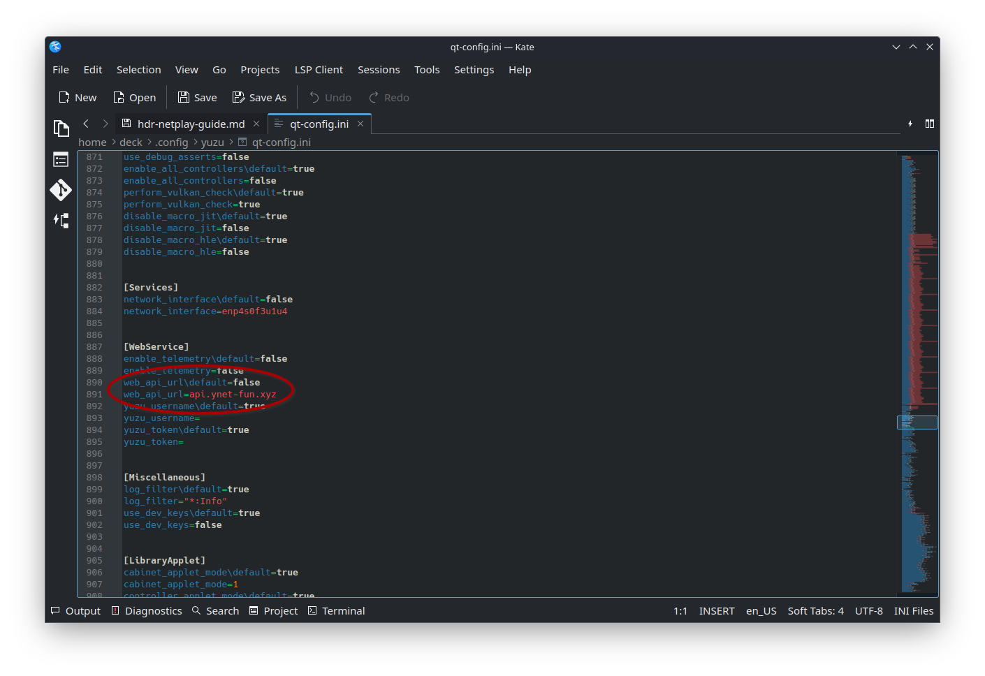 qt-config.ini web service values