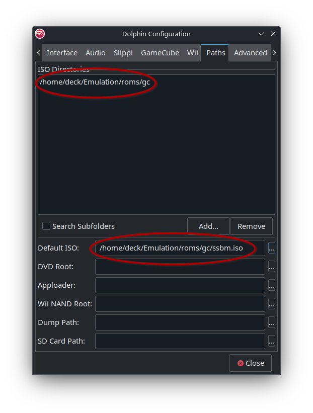 Setting ISO path and default ISO